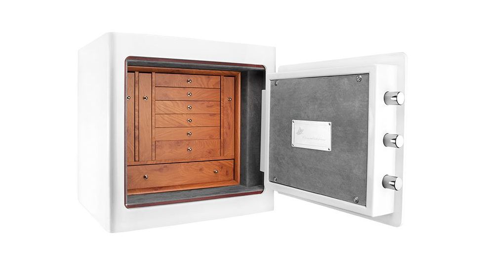 Barska White Keypad Jewelry Safe, Fireproof, Motion Sensor Light Interior, White, External Size 18 x 14 x 17.5 in AX12672