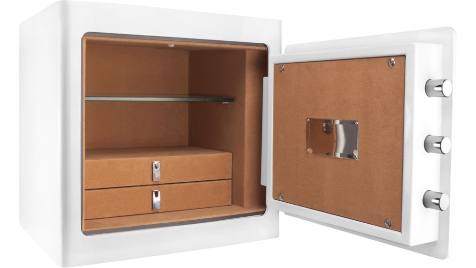 Barska White Keypad Jewelry Safe Tan Interior, White, Medium AX13104