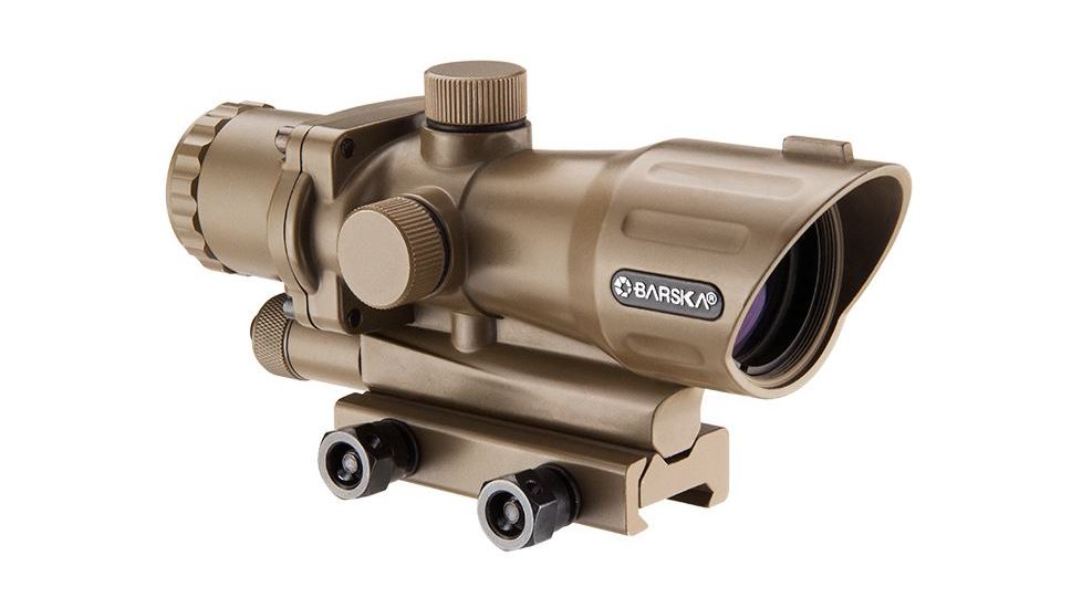 Barska IR AR-15 / M-16 Electro Sight Rifle Scope, 4x30mm, Illuminated IR Target Dot, Second Focal Plane, Tan, AC12454