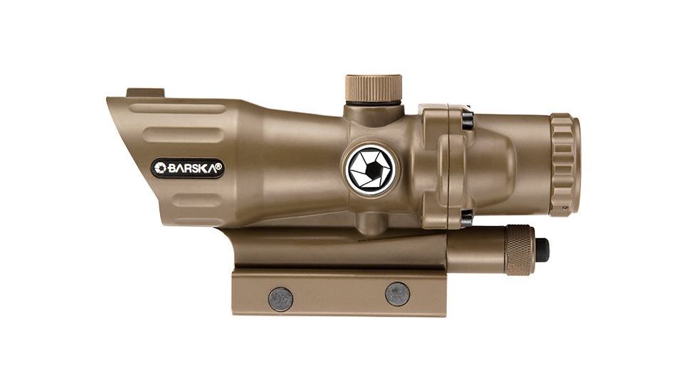 Barska IR AR-15 / M-16 Electro Sight Rifle Scope, 4x30mm, Illuminated IR Target Dot, Second Focal Plane, Tan, AC12454