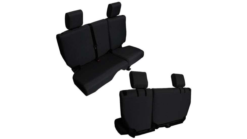 Bartact Jeep JKU Seat Covers Rear Split Bench 2008-2010 Wrangler JKU Baseline Performance, Black, JKBC0810R4B