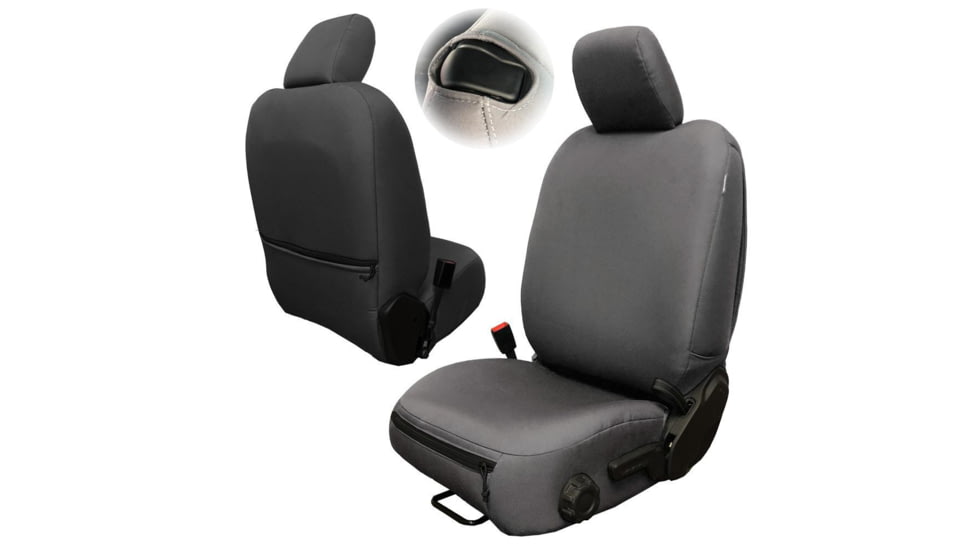 Bartact Jeep Seat Covers Rear Split Bench No Armrest 2018 plus Wrangler JLU, 4 Door, Baseline Performance, Graphite, JLBC2018R4G