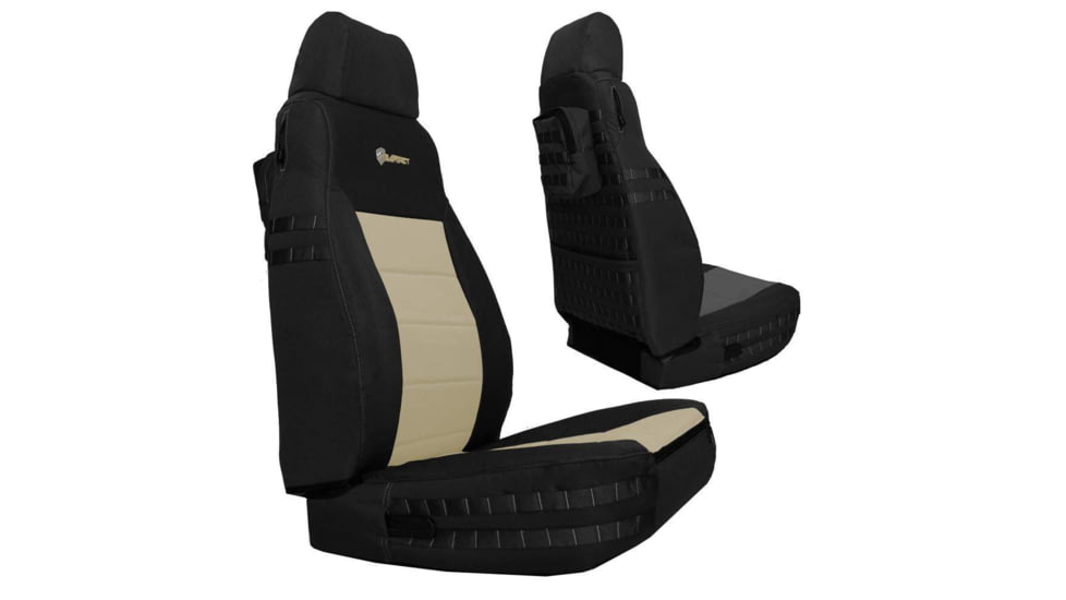 Bartact Jeep TJ Seat Covers Front 2003-2006 Wrangler TJ Tactical Series, Black/Khaki, TJSC0306FPBK