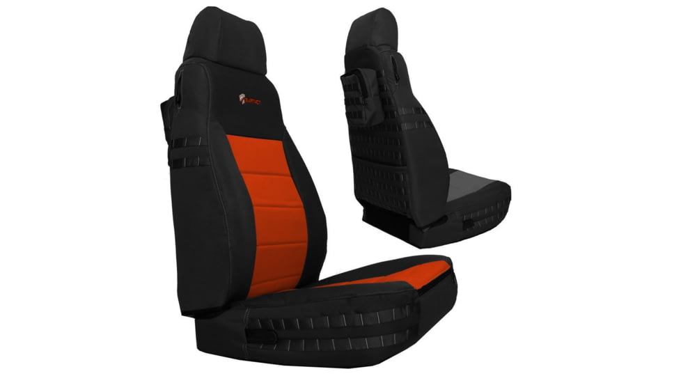 Bartact Jeep TJ Seat Covers Front 2003-2006 Wrangler TJ Tactical Series, Black/Orange, TJSC0306FPBN