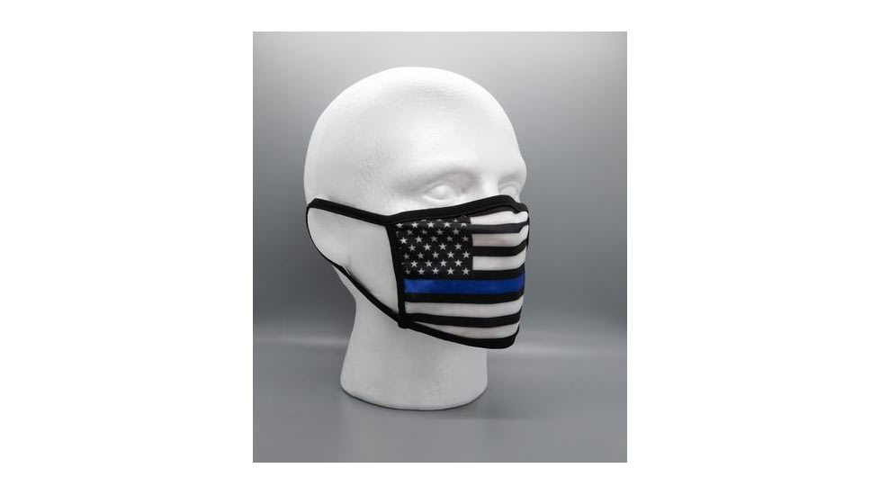 Bartact Reversible 2 Ply Polyester Reusable Washable Face Mask Cover w/ Filter Slot, Large, Thin Blue Line American Flag, FMUSATBL