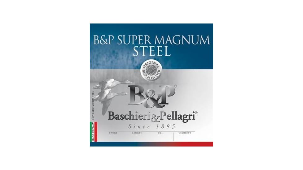 Baschieri &amp; Pellagri Magnum Steel Shotshells- 12 ga 3 In 1-1/8 oz Size 4 1550 fps 25/ct, CA7C04MSA034
