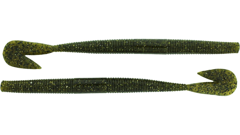 Bass Assassin BANG Lures RSB Worm, 7.25in, 8 per Pack, Green Pumpkin Magic, 7.25, RSB53402