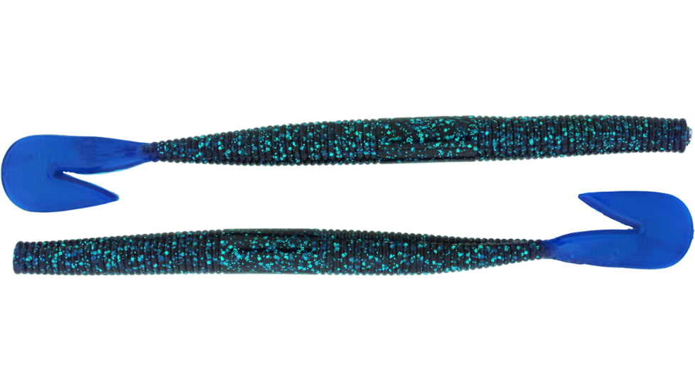 Bass Assassin BANG Lures RSB Worm, 7.25in, 8 per Pack, Junebug/Blue Tail, 7.25, RSB53237