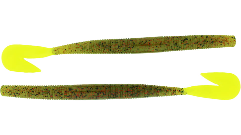 Bass Assassin BANG Lures RSB Worm, 7.25in, 8 per Pack, Watermelon Red Glitter/Chartreuse Tail, 7.25, RSB53267