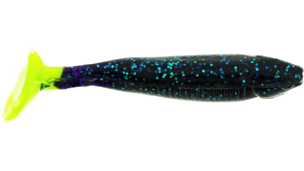 Bass Assassin Crappie Dapper Swimbait, 2in, 10 per Pack, Junebug/Chartreuse Tail, 2, DDA48221