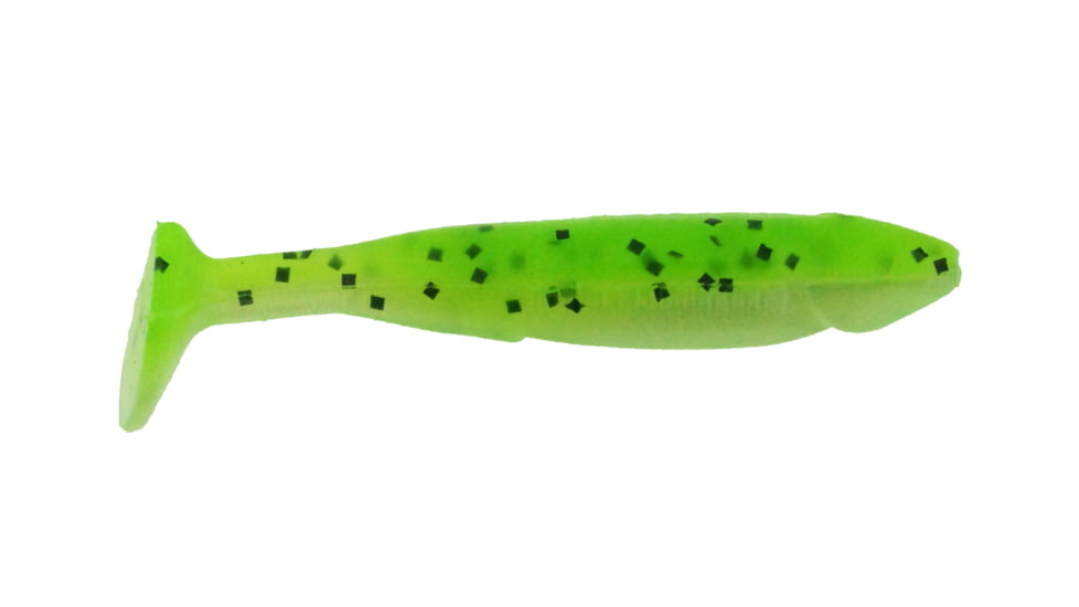 Bass Assassin Crappie Dapper Torpedo Shad Tail Swimbaits, 10, 2in, Chartreuse Pepper Torpedo Shad, DDA48341