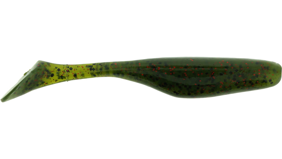 Bass Assassin Lures Turbo Shad Swimbait, 4in, 10 per Pack, Avocado/Red Glitter, 4, TSA30434