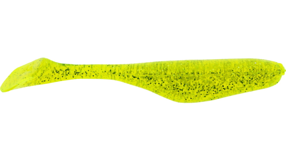 Bass Assassin Lures Turbo Shad Swimbait, 4in, 10 per Pack, Chartreuse/Silver Glitter, 4, TSA30452