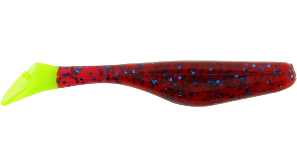 Bass Assassin Lures Turbo Shad Swimbait, 4in, 10 per Pack, Plum/Chartreuse Tail, 4, TSA30255