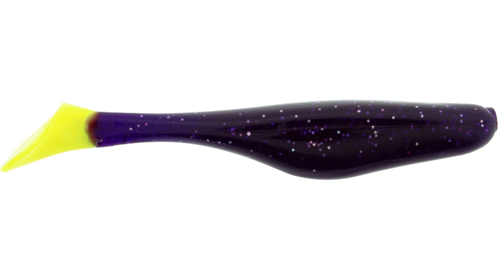 Bass Assassin Lures Turbo Shad Swimbait, 4in, 10 per Pack, Purple Canary, 4, TSA30211
