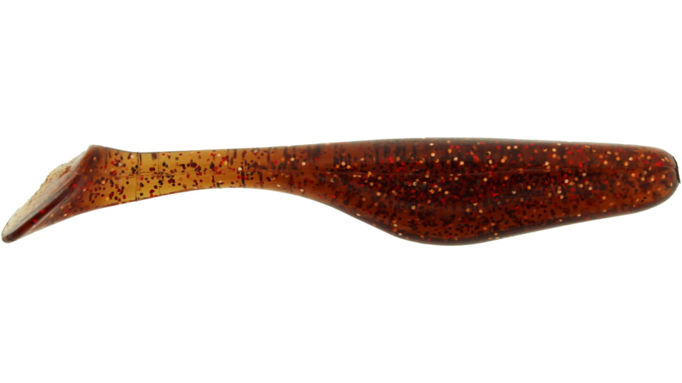 Bass Assassin Lures Turbo Shad Swimbait, 4in, 10 per Pack, Root Beer/Red Glitter, 4, TSA30401