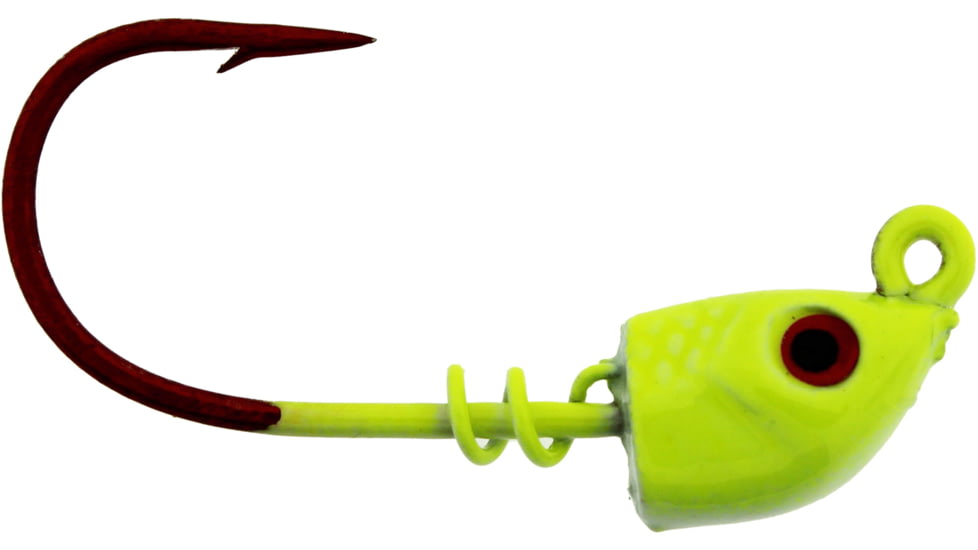 Bass Assassin Red Hook Spring Lock, 1/8 oz, Hook 4/0, 4 per Pack, Chartreuse Flash, 1/8 oz, RSLJ59005
