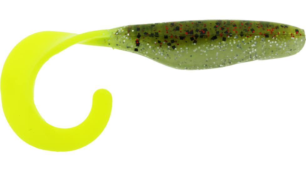 Bass Assassin Walleye Assassin Curly Shad, 4in, 10 per Pack, Chicken on a Chain, 4, WC33214