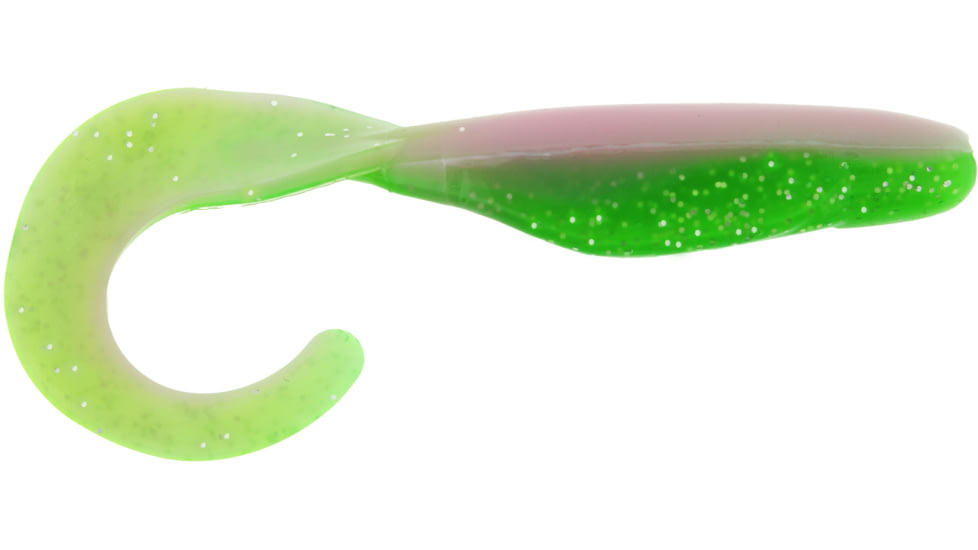 Bass Assassin Walleye Assassin Curly Shad, 4in, 10 per Pack, Electric Chicken, 4, WC33376