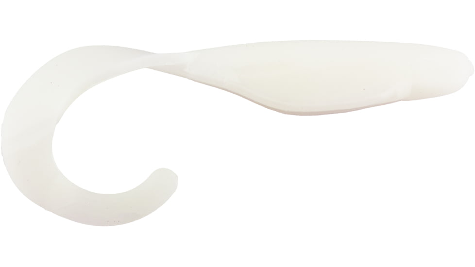 Bass Assassin Walleye Assassin Curly Shad, 4in, 10 per Pack, White, 4, WC33108
