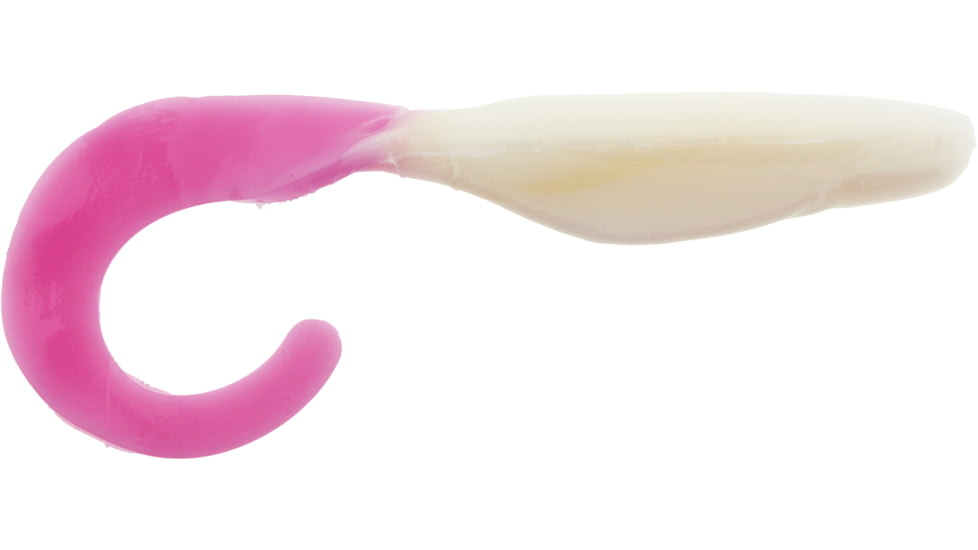 Bass Assassin Walleye Assassin Curly Shad, 4in, 10 per Pack, White/Pink Tail, 4, WC33253
