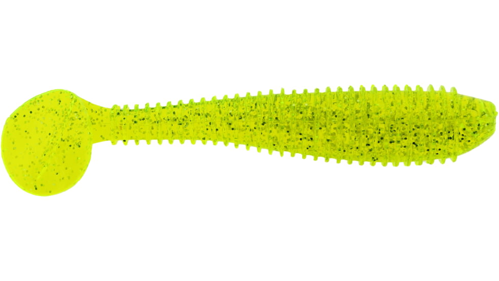 Bass Assassin Walleye Assassin Litl Boss, 3.5in, 6 per Pack, Chartreuse Silver Glitter, 3.5, WBS31452