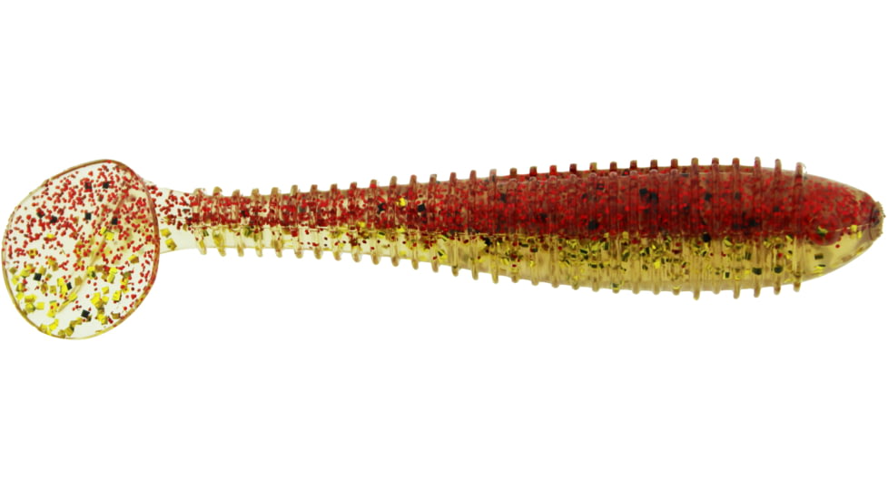 Bass Assassin Walleye Assassin Litl Boss, 3.5in, 6 per Pack, Red Gold Shiner, 3.5, WBS31380
