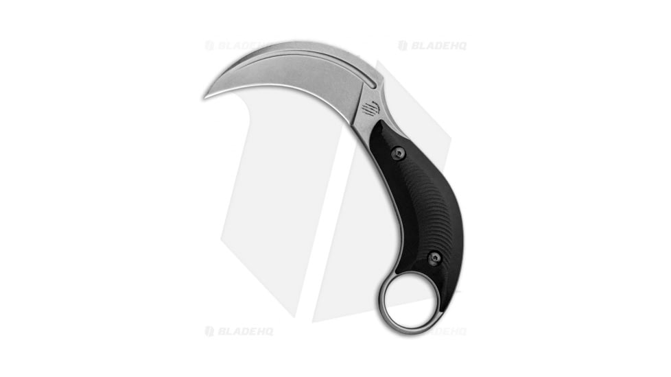 Bastinelli Creations B.A.K. Karambit Fixed Blade Knife, 3.25in, Bohler N690 Stainless Steel, Hawkbill Blade, G10 Black Handle, Steel/Black, 6.375in, BHQ-86906