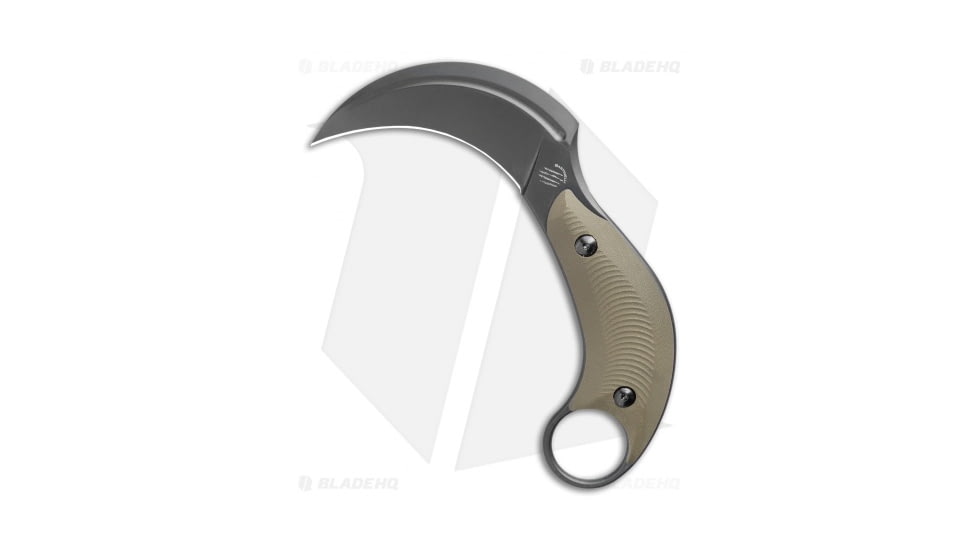 Bastinelli Creations B.A.K. Karambit Fixed Blade Knife, 3.25in, Bohler N690 Stainless Steel, Hawkbill Blade, G10 OD Green Handle, Black/OD Green, 6.375in, BHQ-115146