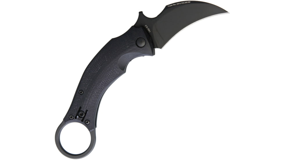 Bastinelli Creations Black Bird Folder Folding Knife, 2.25in Black Cerakote Finish 440 SS Blade, Black G10 Handle, Finger Ring, Black, BLKBIRDFOLDERBLKCERAKO