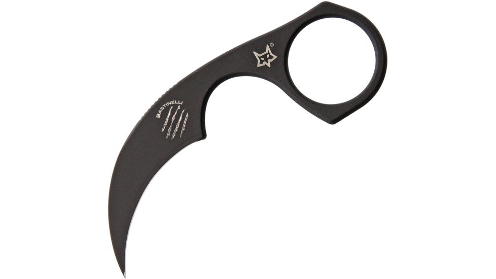 Bastinelli Creations Diagnostic Karambit Cerakote Fixed Blade Knife, 1.5in, N690C Steel, Karambit, Black Cerakote, Handle BAS05