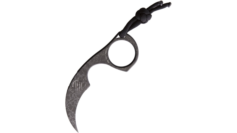 Bastinelli Creations Diagnostic Karambit Skull Knife, 1.5 black PVD coated N690Co steel karambit blade, One-piece construction, DIAGNOSTIC PVD SKULLS E