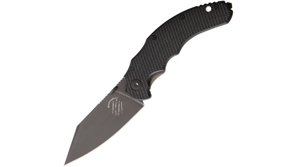 Bastinelli Creations Dragotac Compact Framelock Folding Knife,3.625in,D2 Tool Steel,Standard Edge,Black G10 Handle BASDCB
