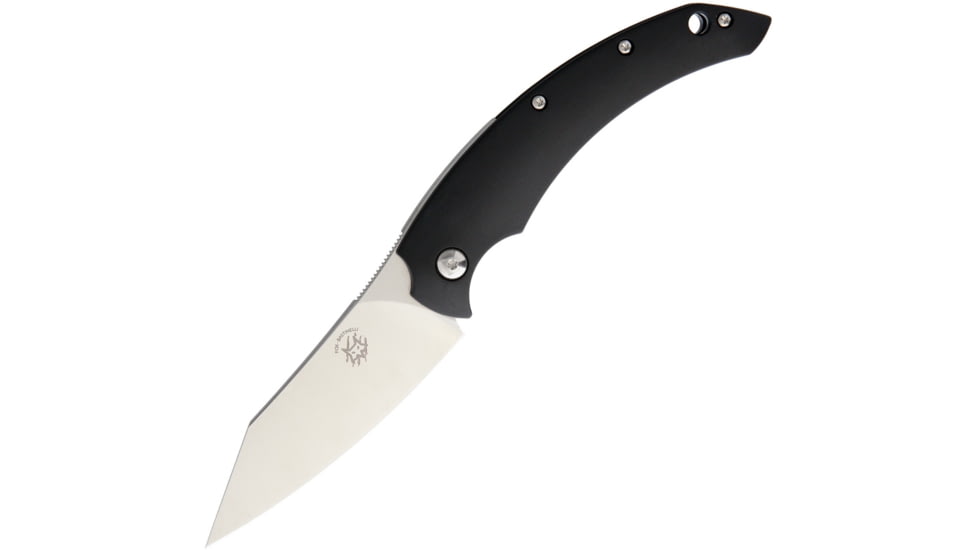 Bastinelli Creations Dragotac Slim Folder FRN Folding Knife, 3in Satin Bohler N690 SS Blade, Black Frn Handle, Black Leather Sleeve, DRAGOTAC SLIM FOX FRN