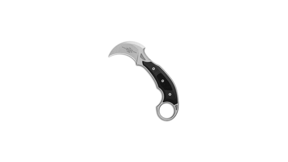 Microtech Bastinelli Iconic Karambit Fixed Blade Knife, 2.25in, Premium Blade Steel, Hawkbill Blade, G-10, Black Handle, Black/Gray, 6.125 inch, BHQ-99151