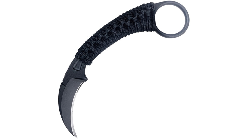 Bastinelli Creations PiKa Karambit Black Wrapped Knife, 1.63 black Cerakote finish Bohler N690 stainless , Black cord wrapped handle, PIKA PVD + BLACK COBRA WRAP