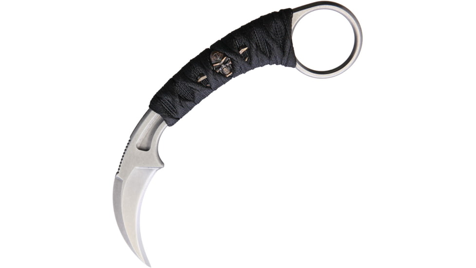Bastinelli Creations PiKa Karambit Bronze Wrapped Knife, 1.63 stonewash finish Bohler N690 stainless karam, Black cord wrapped handle, PIKA SW WRAP + BRONZE MENUKI
