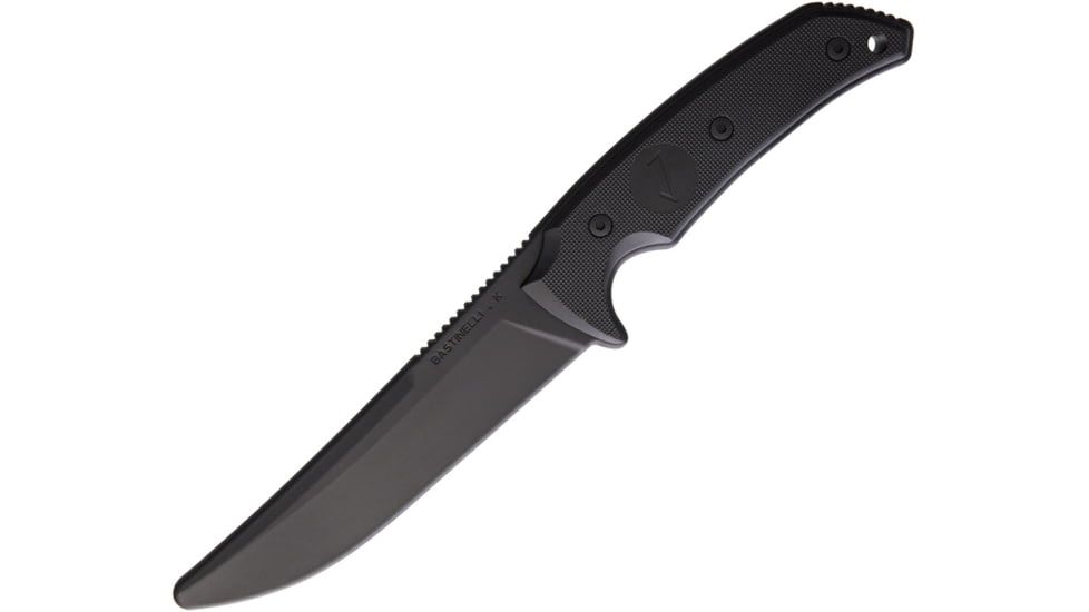 Bastinelli Creations PY Trainer Knife, 10.5in Overall, 5in Unsharpened Blunt Tip Blade, One Piece Polymer Construction, Black Kydex Sheath, PY TRAINER