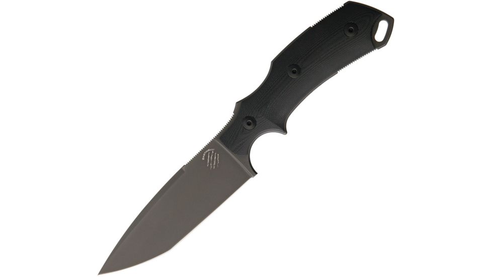 Bastinelli Creations RED V2 Fixed Blade Black PVD Fixed Blade Knife, 4in, Standard Edge, Black, Micarta Handle BAS04V2