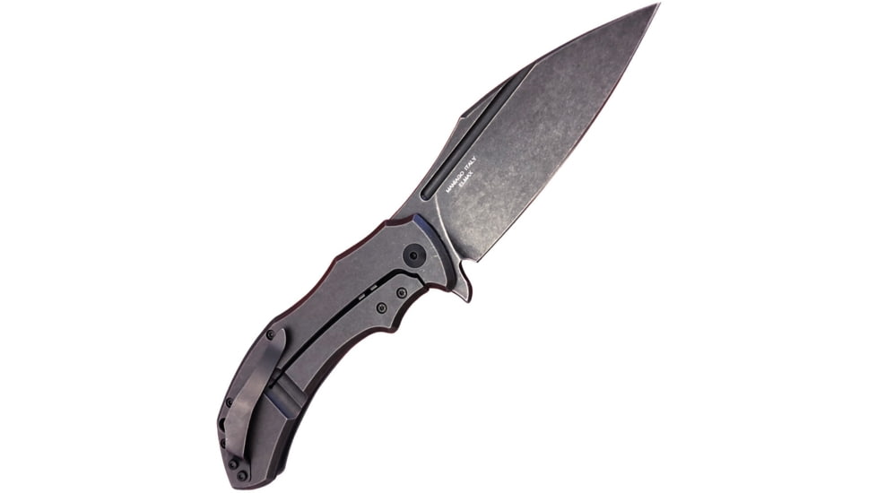 Bastinelli Creations Shadow Framelock Folding Knife, 3.75in Black Stonewash Elmax Steel Blade, Black Stonewash Titanium Handle, Pocket Clip, Black Synthetic Case, SHADOW FULL TITANIUM