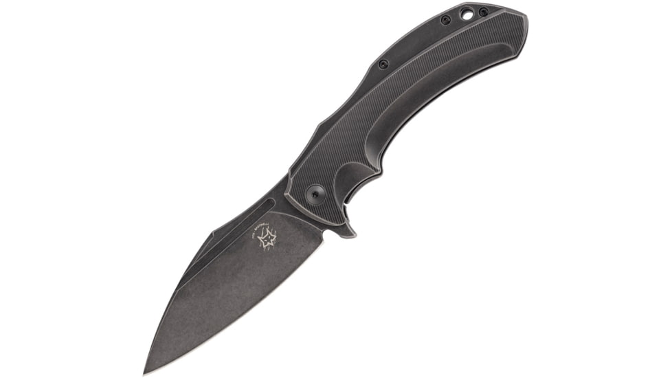 Bastinelli Creations Shadow Framelock Folding Knife, 3.75in Black Stonewash Elmax Steel Blade, Black Stonewash Titanium Handle, Pocket Clip, Black Synthetic Case, SHADOW FULL TITANIUM