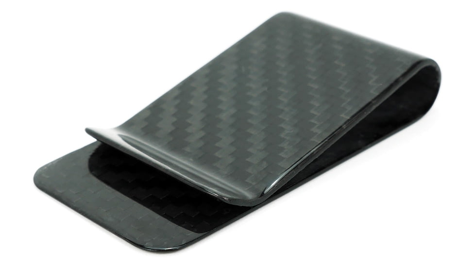 Bastion Pure Carbon Fiber Money Clip, 2 3/4in X 1 1/2in, Premium Pure 3K Carbon Fiber Construction, Glossy Finish, CFMNCLP-GLSS