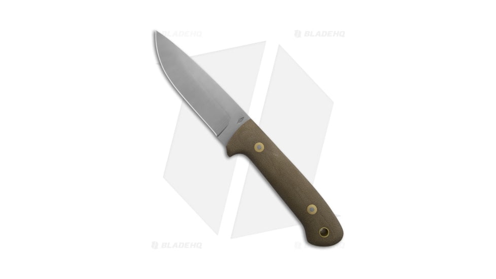 Battle Horse Knives Buckeye Fixed Blade Knife, 4.41in, O1, Drop Point Blade, Micarta Green Handle, Steel/Green, 9.25in, BHQ-198256