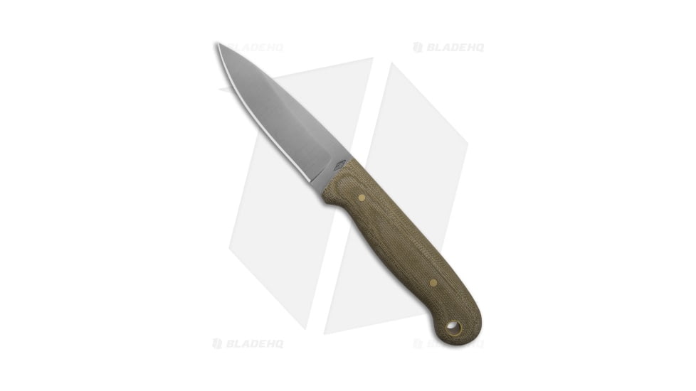 Battle Horse Knives Explorer Fixed Blade Knife, 3.60in, O1, Drop Point Blade, Micarta Green Handle, Steel/Green, 7.80in, BHQ-198234