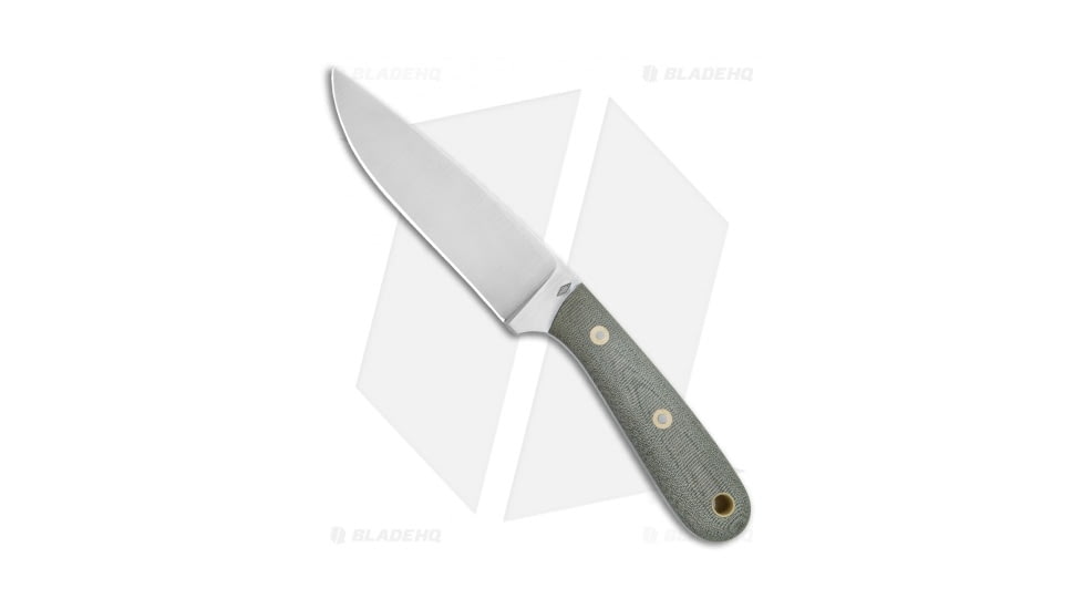 Battle Horse Knives Highlander Fixed Blade Knife, 5.50in, O1, Drop Point Blade, Micarta OD Green Handle, Full-Flat, Steel/OD Green, 10.125in, BHQ-77690