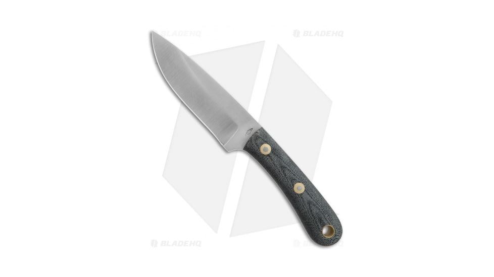 Battle Horse Knives Patriot Scout Fixed Blade Knife, 4.25in, O1, Drop Point Blade, Micarta Black Handle, Saber Satin, Steel/Black, 8.125in, BHQ-71384