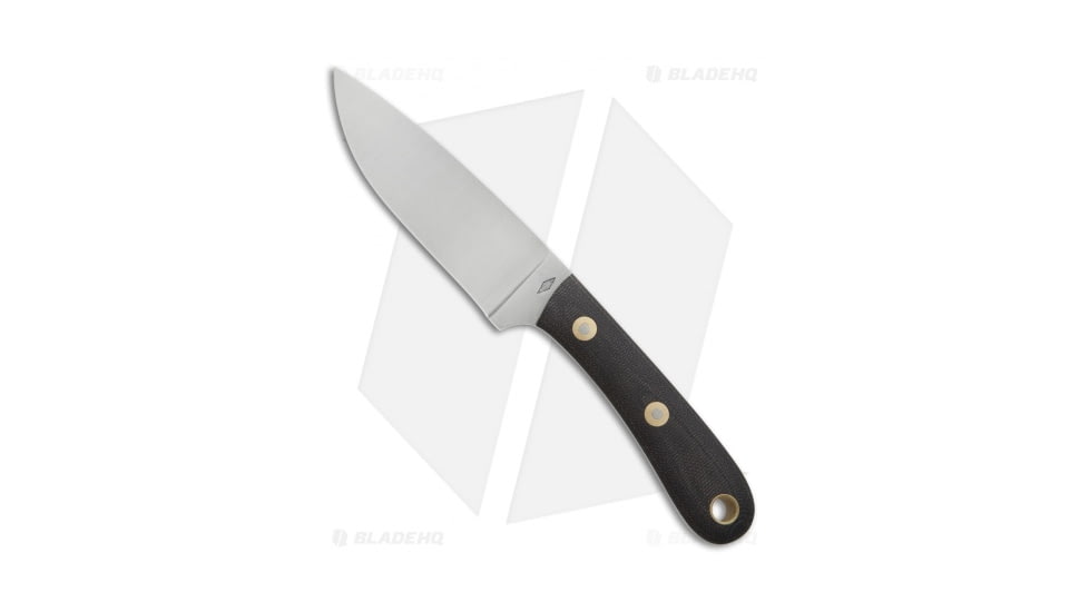 Battle Horse Knives Patriot Scout Fixed Blade Knife, 4.25in, O1, Drop Point Blade, Micarta Black Handle, Standard, Steel/Black, 8.125in, BHQ-49453