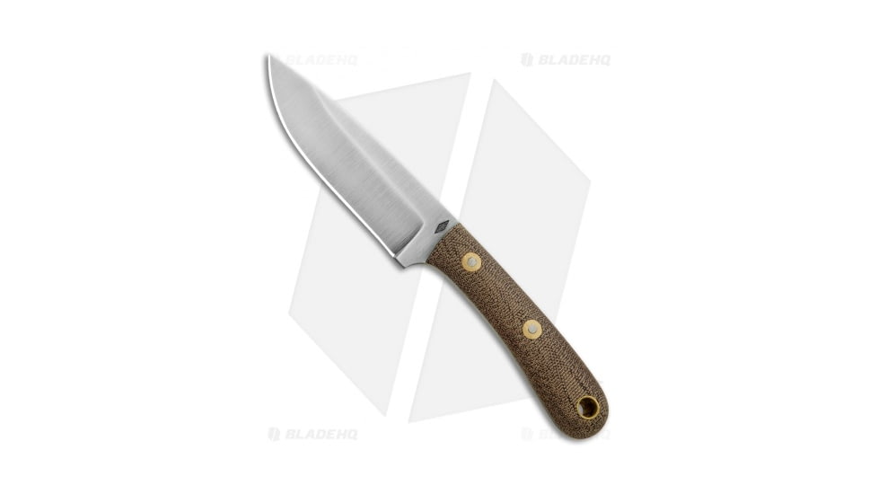 Battle Horse Knives Patriot Scout Fixed Blade Knife, 4.25in, O1, Drop Point Blade, Micarta Brown Handle, Satin Saber, Steel/Brown, 8.125in, BHQ-87519