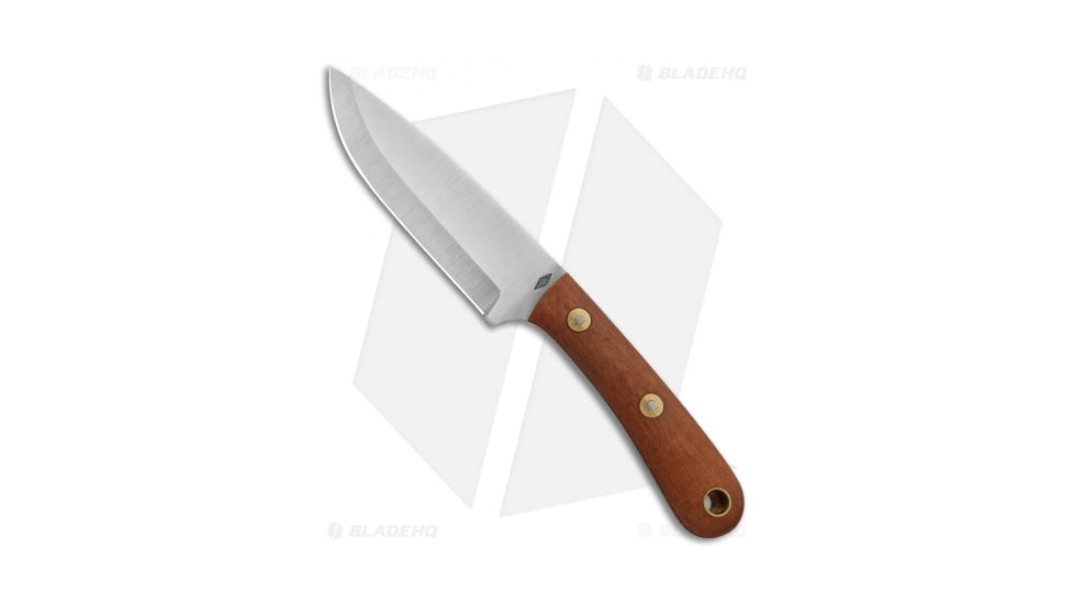 Battle Horse Knives Patriot Scout Fixed Blade Knife, 4.25in, O1, Drop Point Blade, Micarta Brown Handle, Scandi, Steel/Brown, 8.125in, BHQ-90607