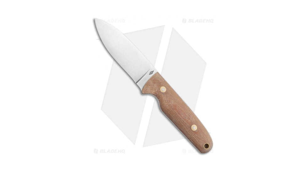 Battle Horse Knives Salt Fork Fixed Blade Knife, 4.25in, O1, Drop Point Blade, Micarta Brown Handle, Steel/Brown, 9.125in, BHQ-71886
